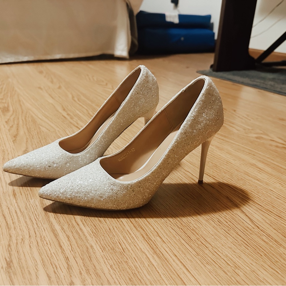 White Sparkly stilettos